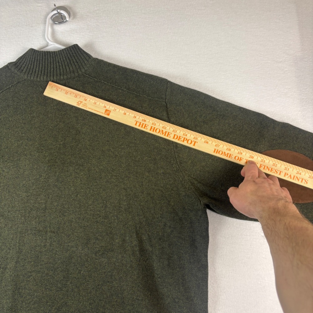 Tricots St Raphael Mens 3X Olive Green Waffle Knit Quarter Zip Elbow Patch 3XL - Picture 7 of 11